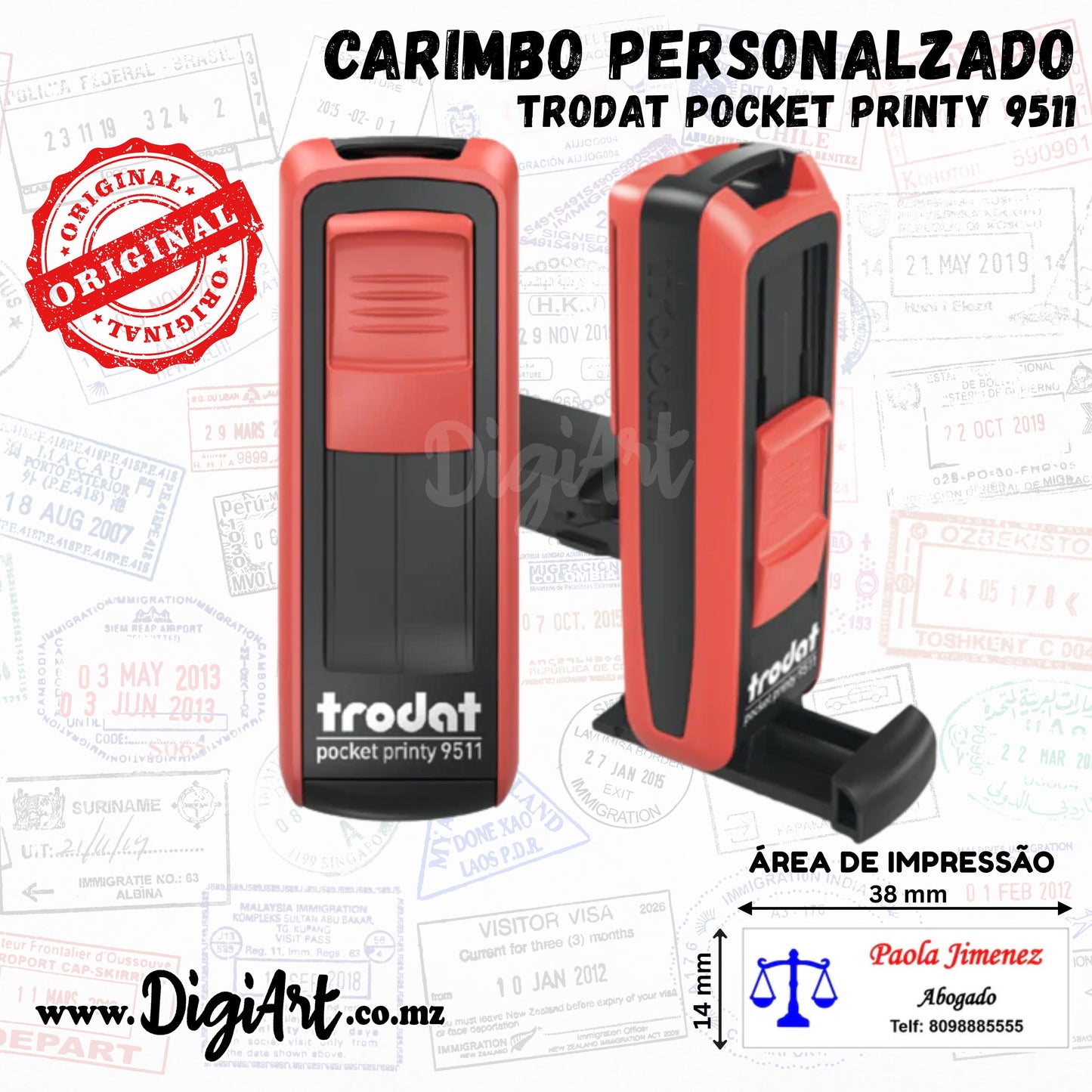 Carimbo de Bolso Trodat Pocket Printy 9511