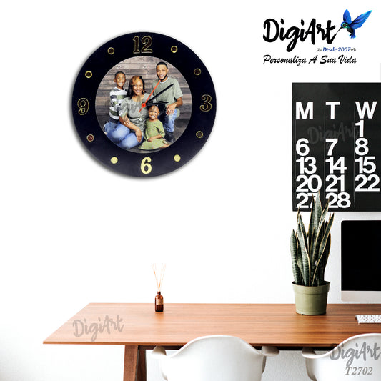 Quadro Relogio Personalizado - Letra Dourada