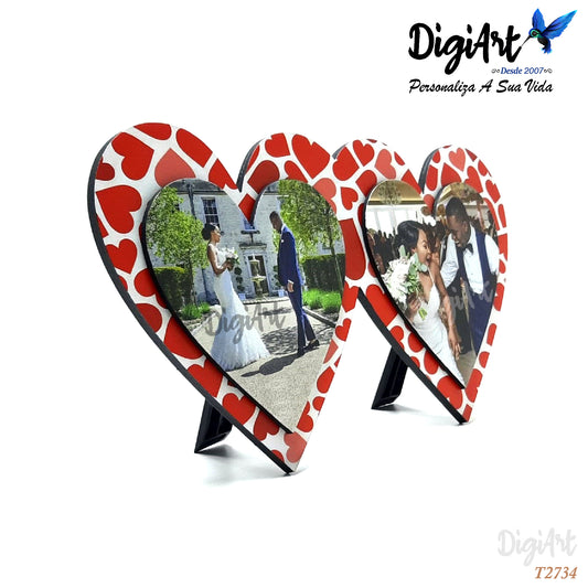 Quadro de Madeira Coração Duplo