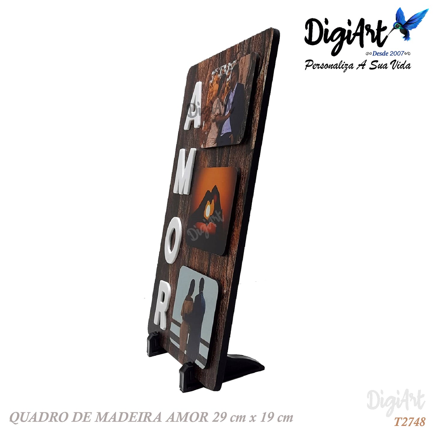 Quadro Personalizado - com 3 Fotos - A M O R