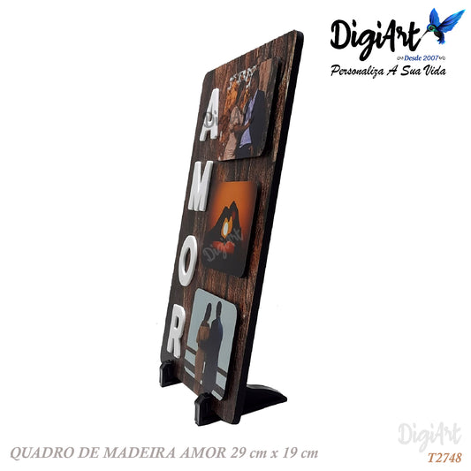 Quadro Personalizado - com 3 Fotos - A M O R