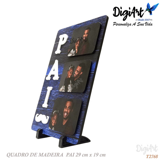 Quadro Personalizado - com 3 Fotos - PAI