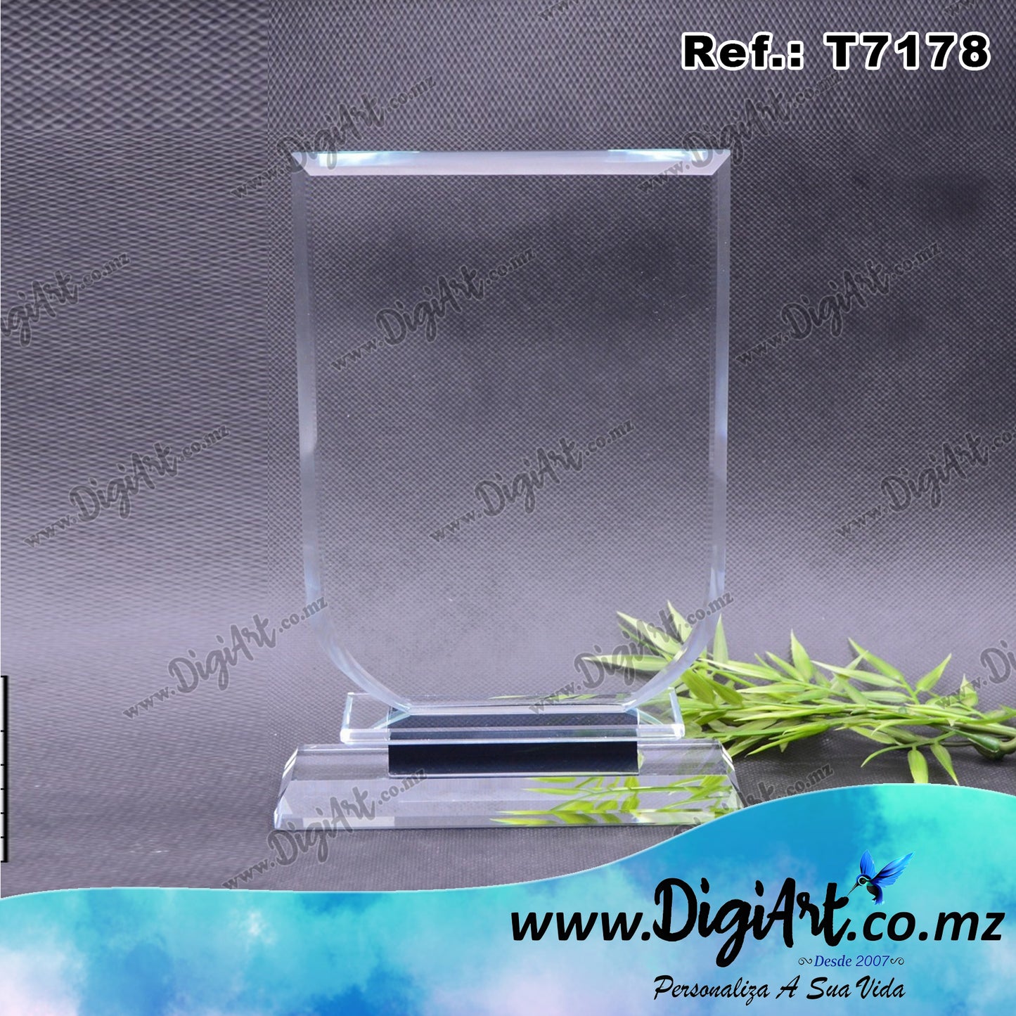 Troféu de Cristal Personalizado 21.5cm