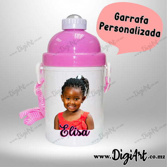 Garrafa Infantil Personalizada com Fotos - Rosa