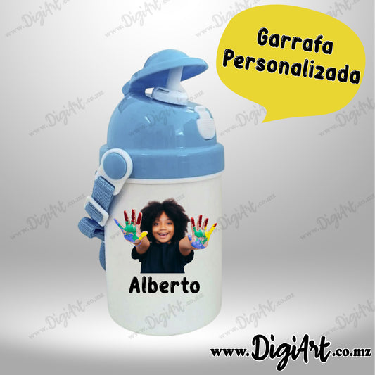 Garrafa Infantil Personalizada com Fotos - Azul Claro