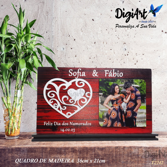 Quadro Kriss Coração Personalizado 36x21cm