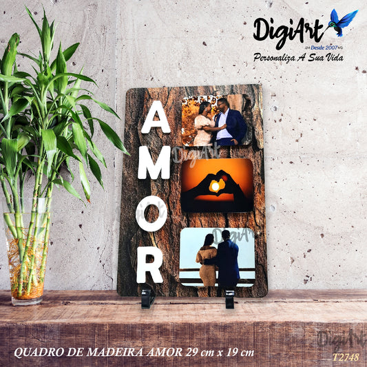 Quadro Personalizado - com 3 Fotos - A M O R