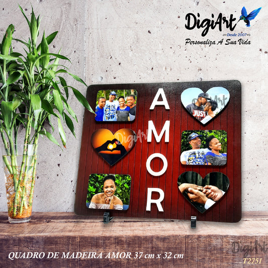 Quadro Personalizado - com 6 Fotos - A M O R