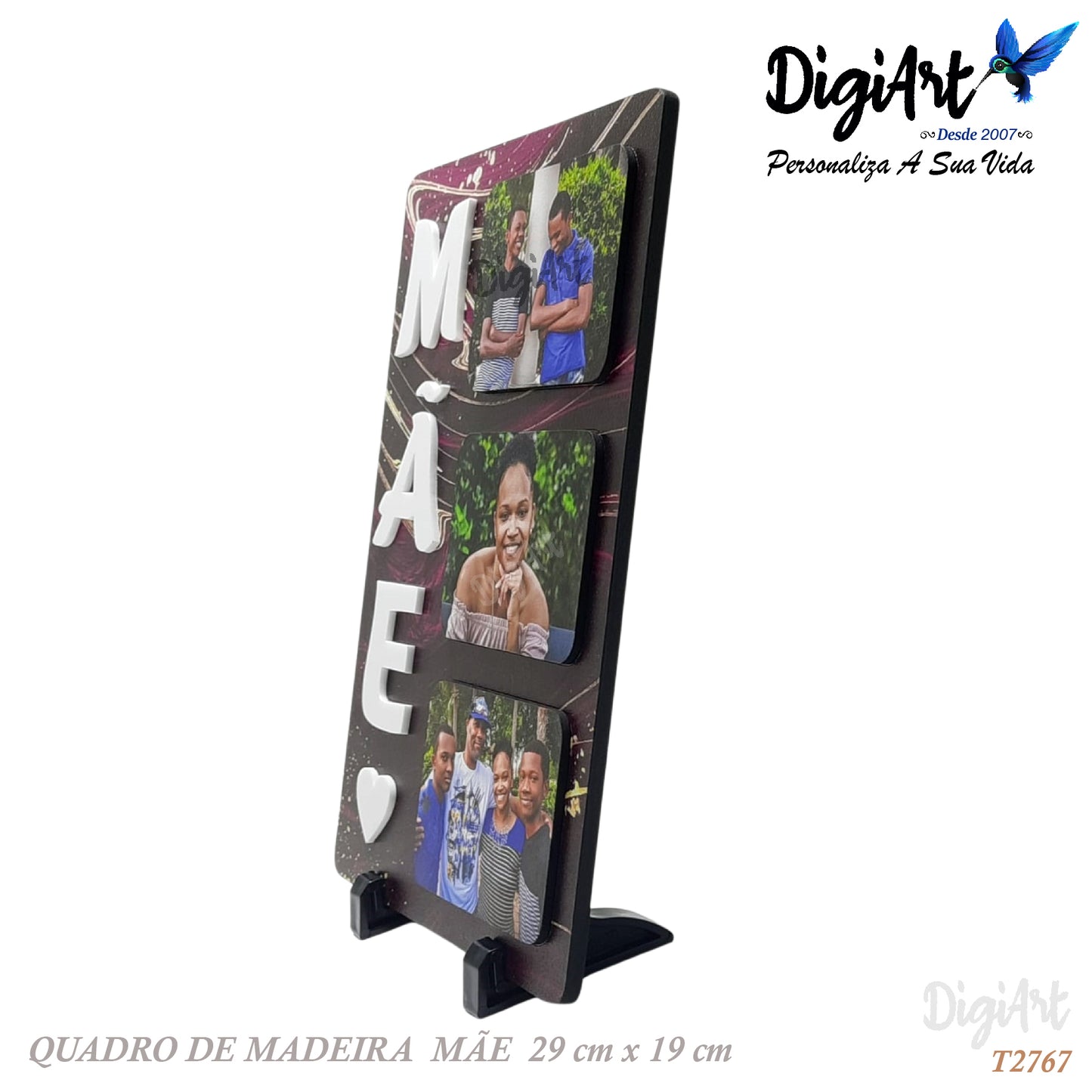 Quadro Personalizado - com 3 Fotos - M Ã E