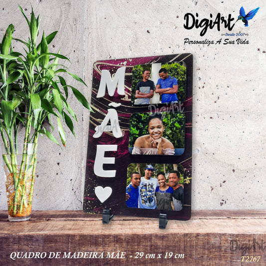 Quadro Personalizado - com 3 Fotos - M Ã E