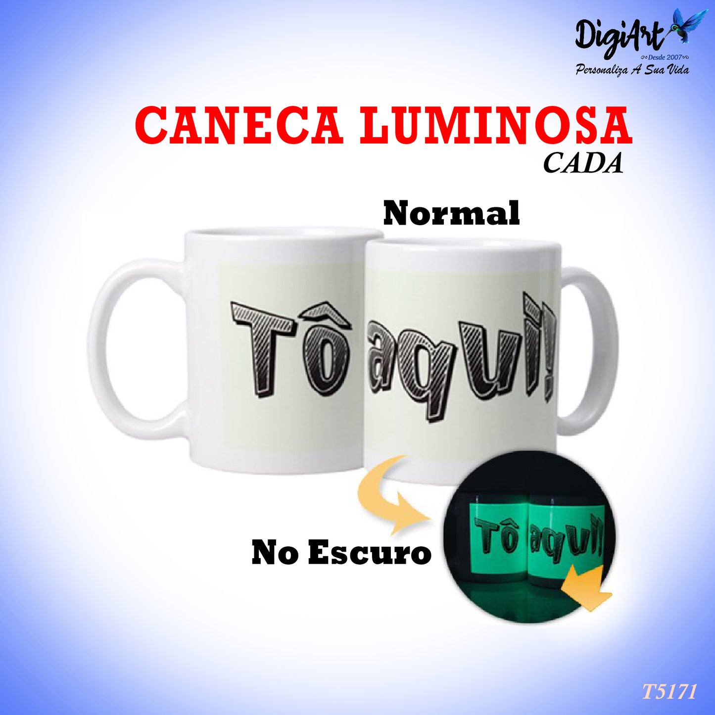 Caneca Luminosa que Brilha no Escuro