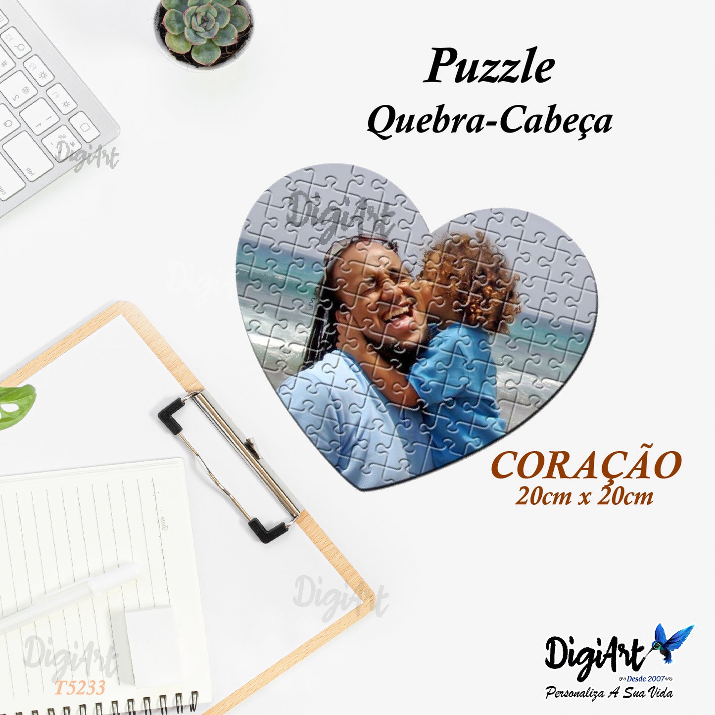 Quebra-Cabeça(Puzzle) Personalizado Coração 20x20