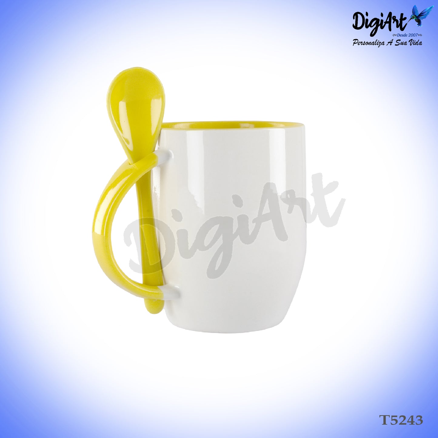 Caneca Personalizada com Colher Amarela