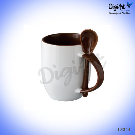 Caneca Personalizada com Colher Castanho