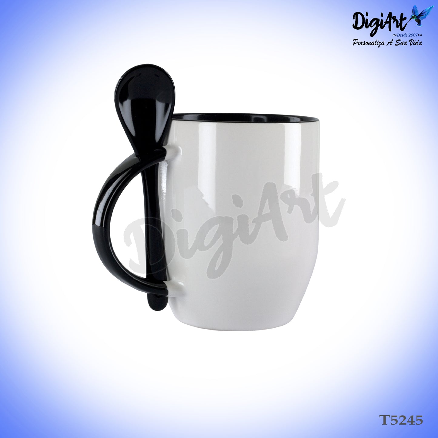 Caneca Personalizada com Colher Preta