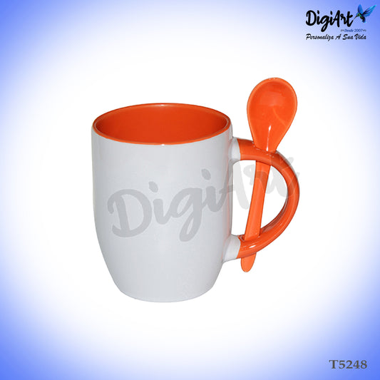 Caneca Personalizada com Colher Laranja