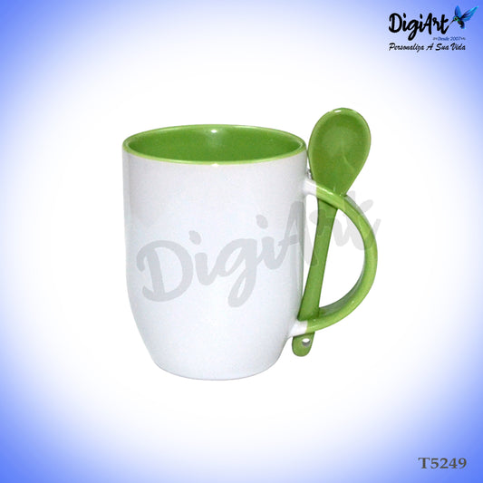 Caneca Personalizada com Colher Verde Claro