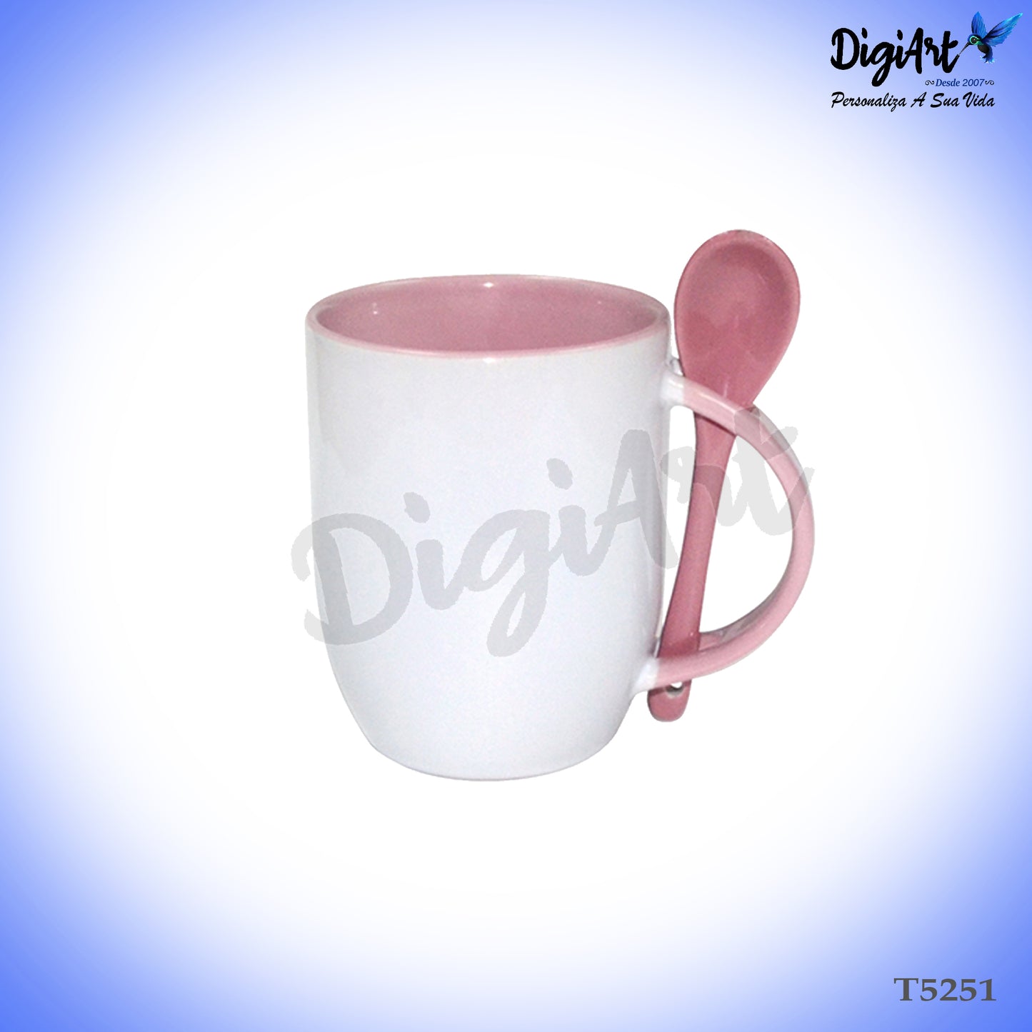 Caneca Personalizada com Colher Rosa